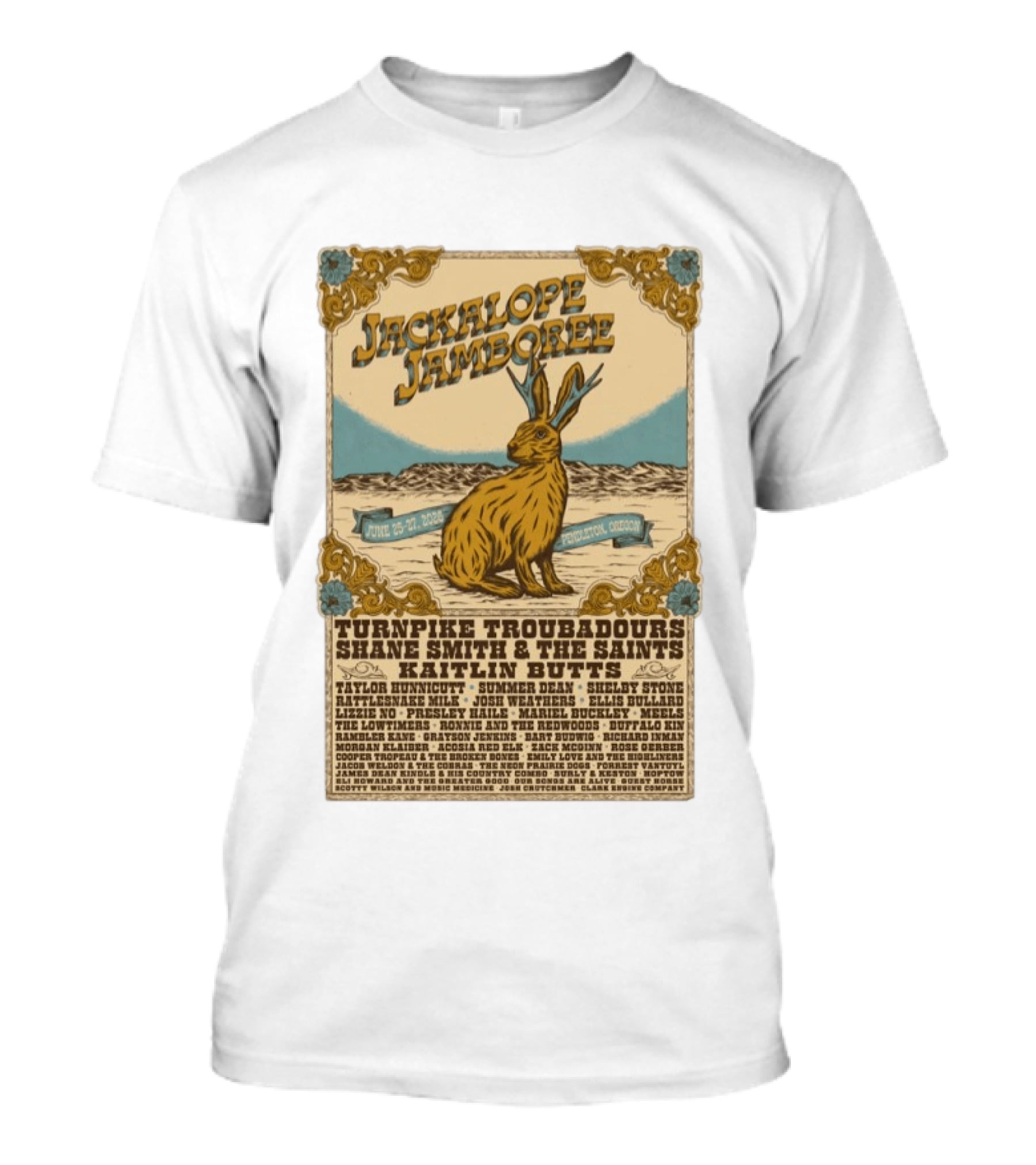 Jackalope Jamboree June 25 27 2026 Pendleton Oregon Festival Lineup Turnpike Troubadours Shane Smith Kaitlin Butts T-Shirt