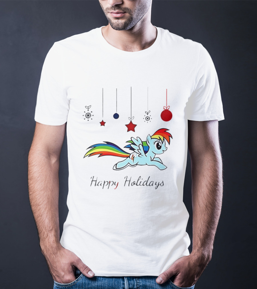 My Little Pony Rainbow Dash Happy Holidays Festive Ornament T-Shirt