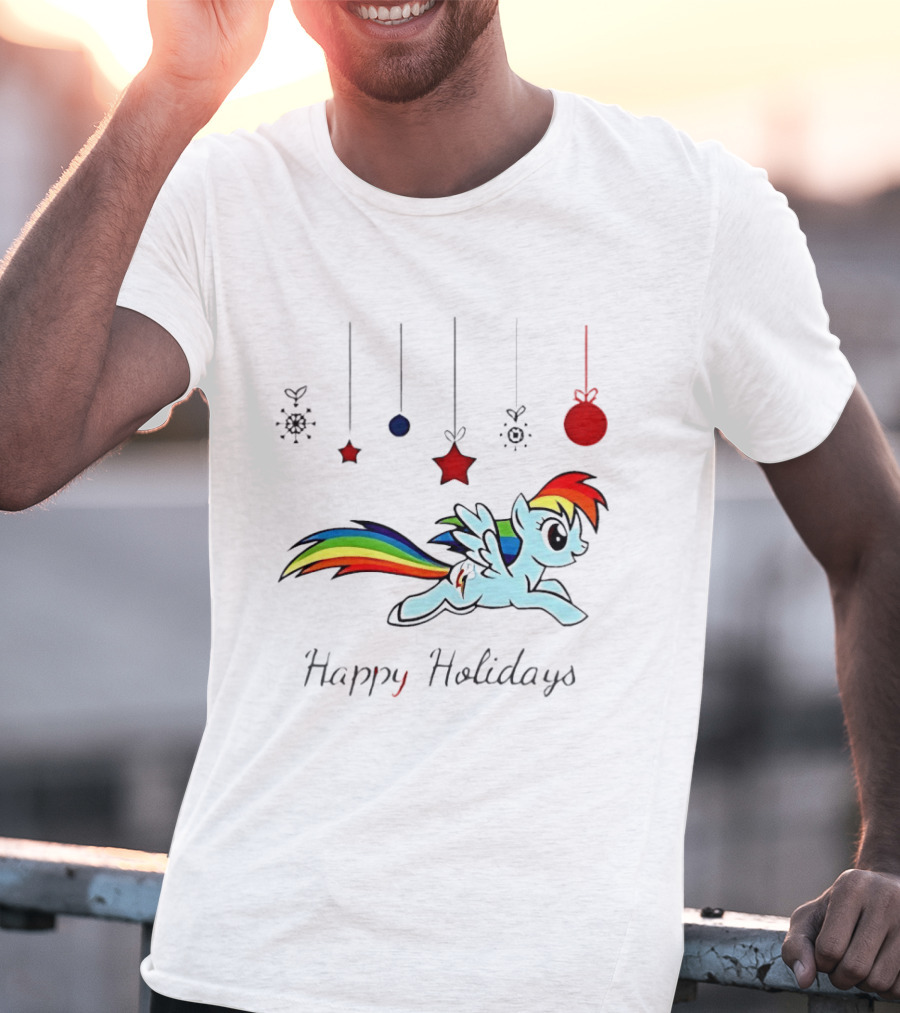 My Little Pony Rainbow Dash Happy Holidays Festive Ornament T-Shirt