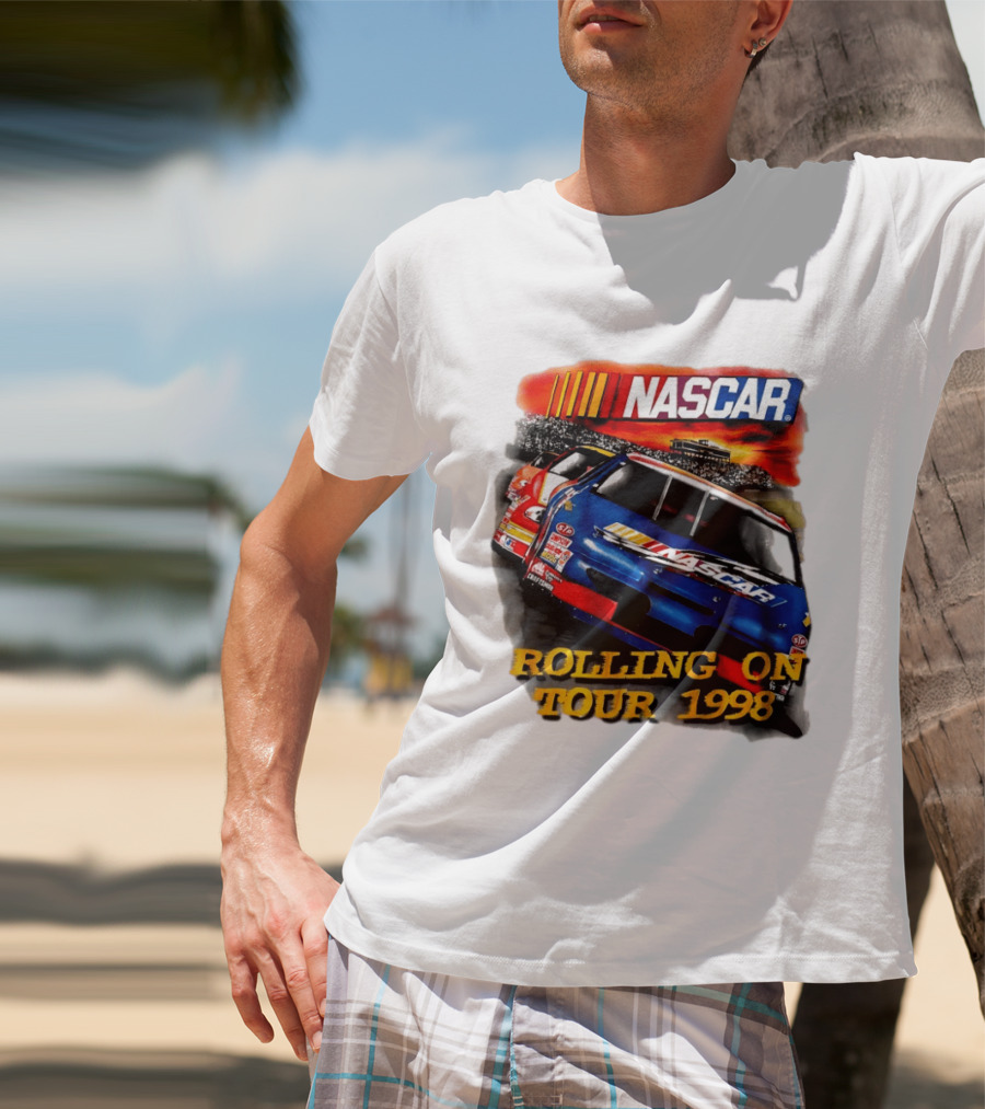 NASCAR Rolling On Tour 1998 Vintage Racing Scene T-Shirt