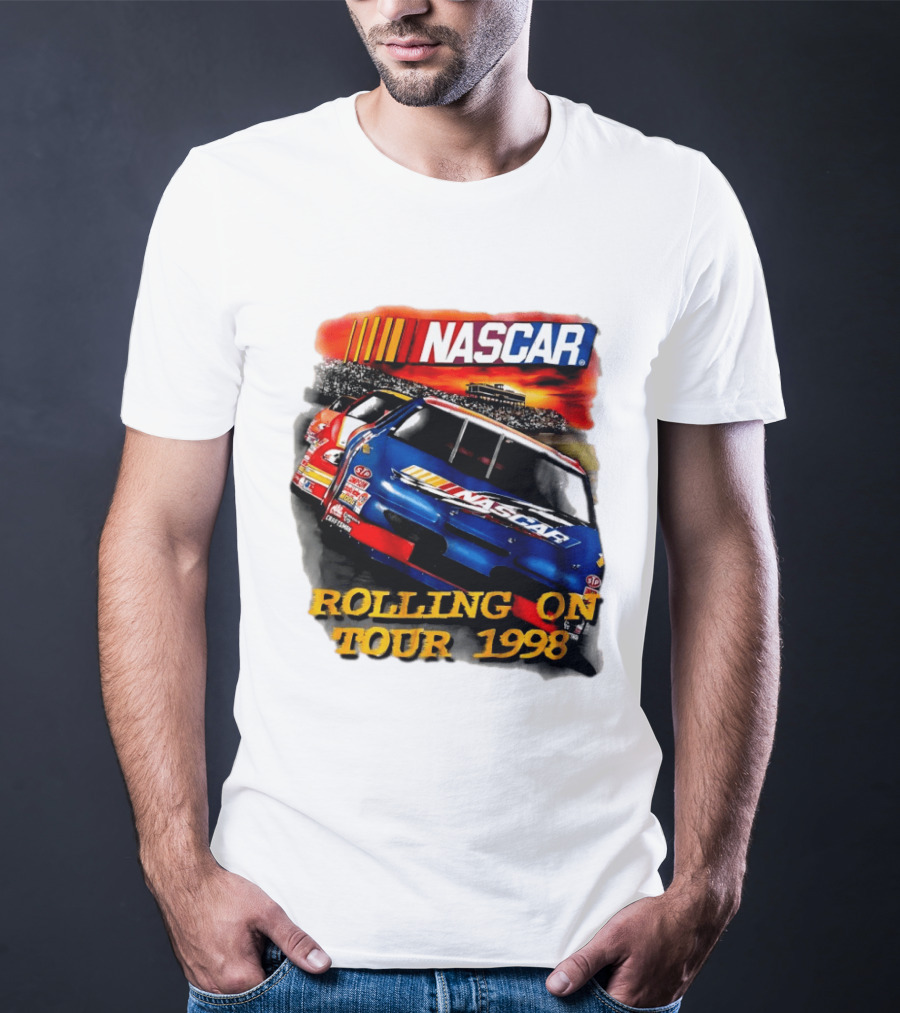 NASCAR Rolling On Tour 1998 Vintage Racing Scene T-Shirt