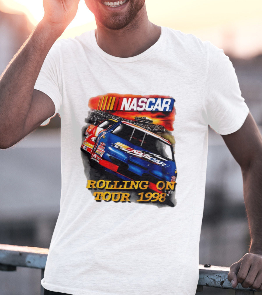 NASCAR Rolling On Tour 1998 Vintage Racing Scene T-Shirt