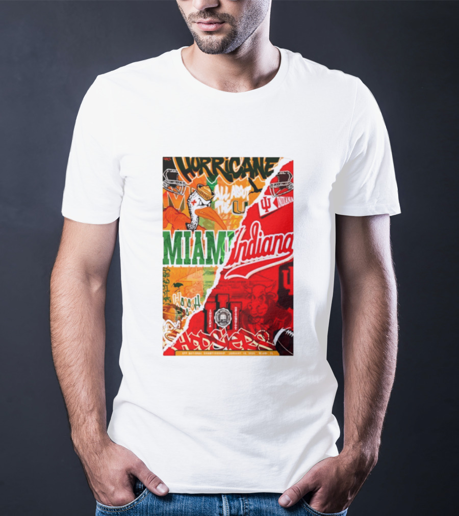 Miami Hurricanes Vs Indiana Hoosiers CFP National Championship January 19 2026 Wynwood Walls T-Shirt