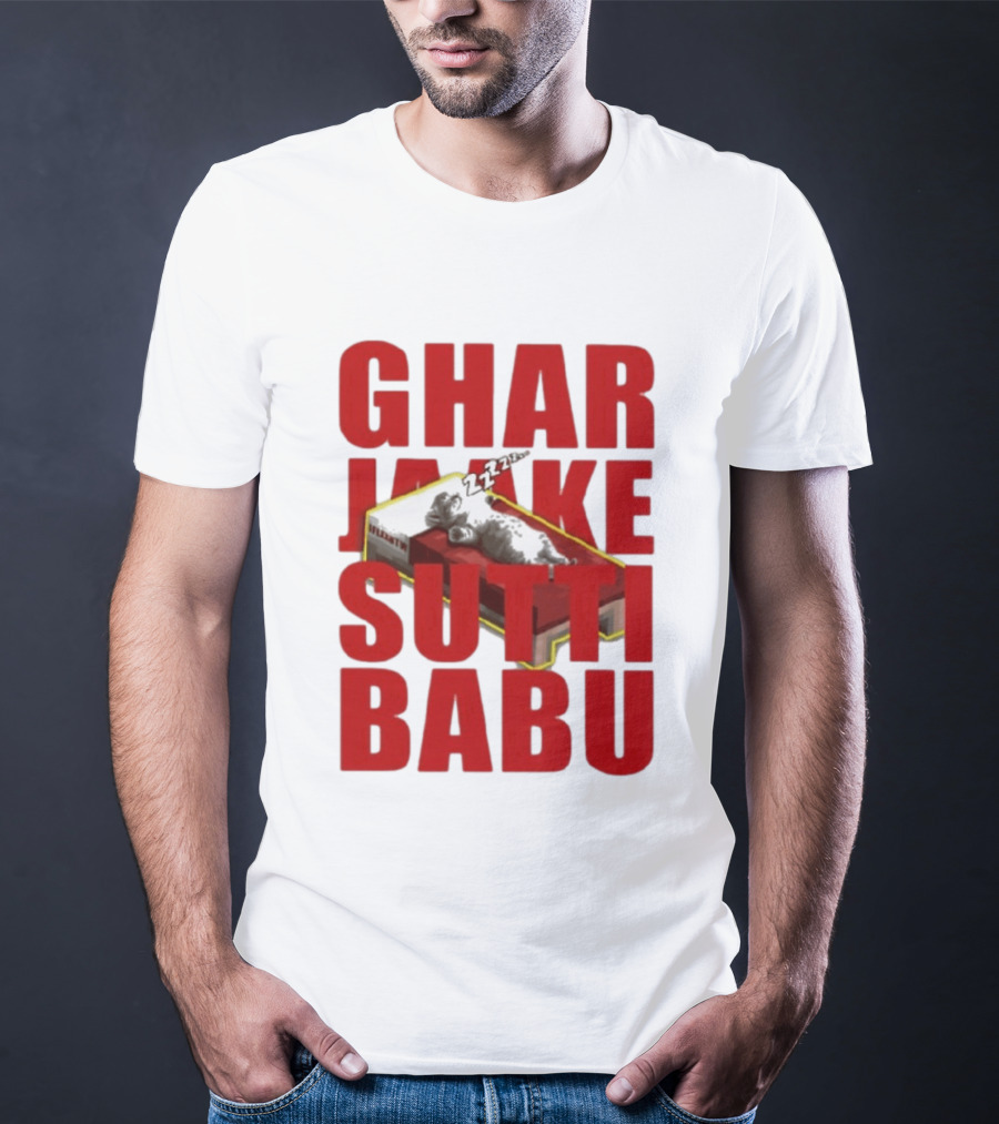 Ghar Jaake Sutti Babu Sleeping Cat On Bed ZZZ T-Shirt