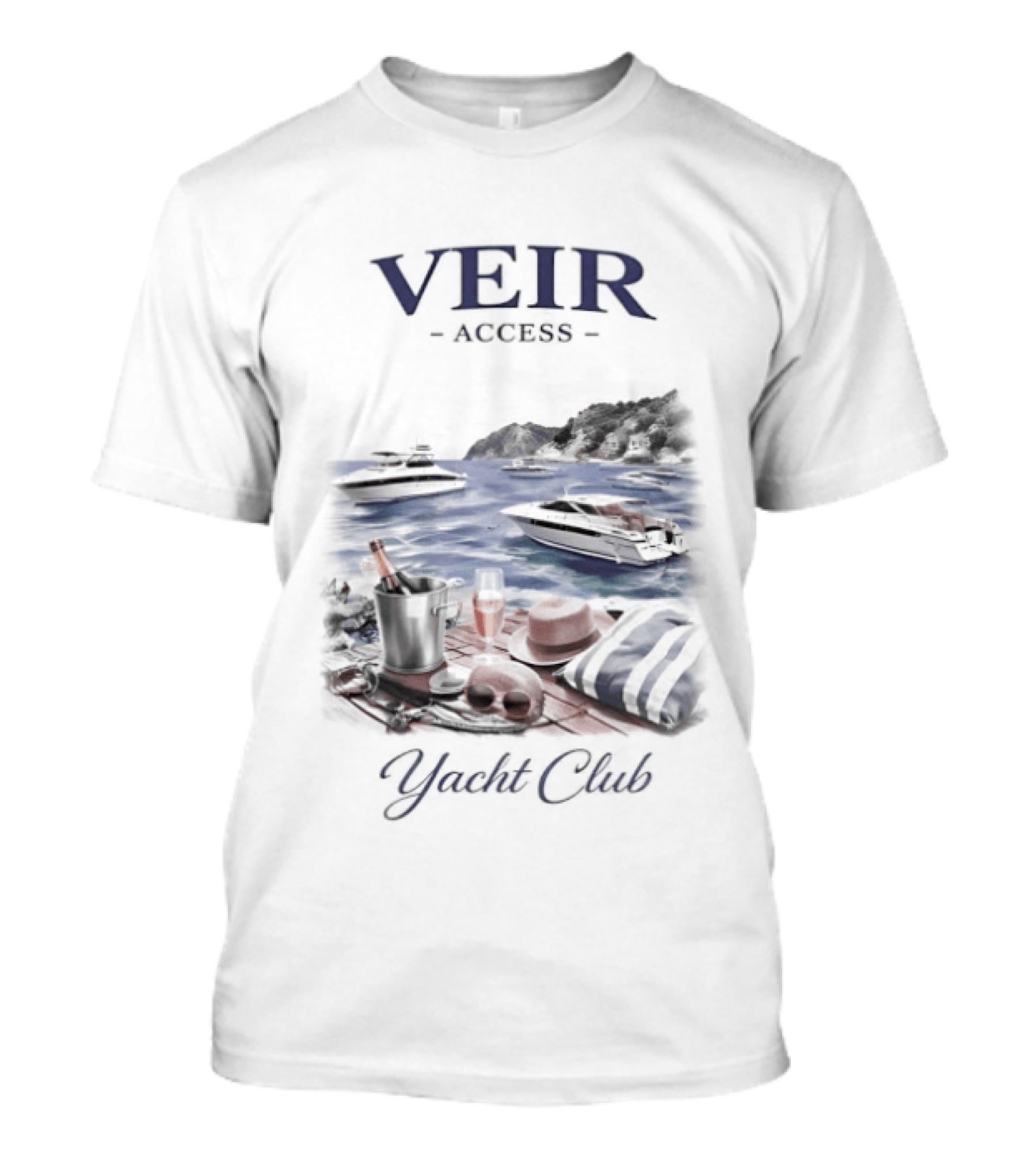 VEIR Access Yacht Club Beach Vacation Scene T-Shirt
