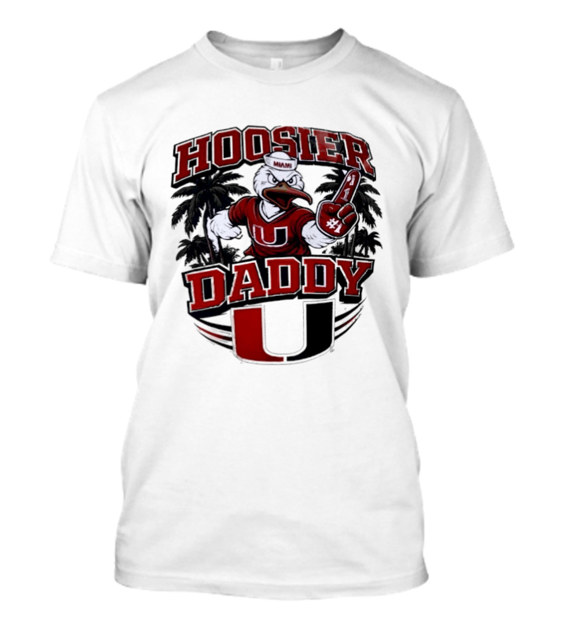 Hoosier Daddy Miami Hurricanes Sebastian The Ibis Number One T-Shirt