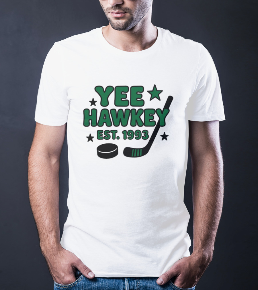 Yee Hawkey Hockey Stick Puck Stars Est 1993 T-Shirt