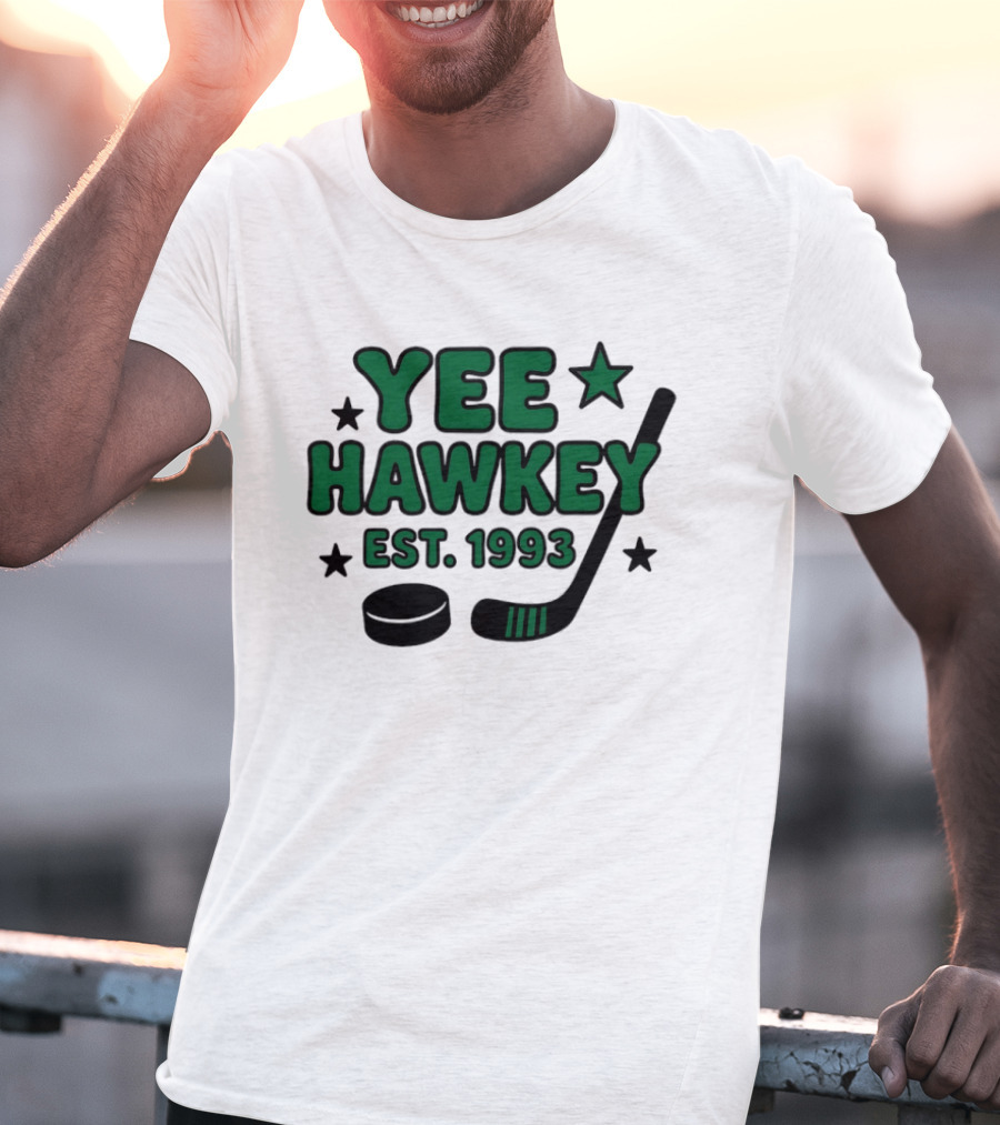 Yee Hawkey Hockey Stick Puck Stars Est 1993 T-Shirt