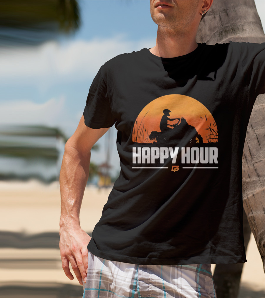 Happy Hour Motorcycle Sunset Silhouette Adventure T-Shirt