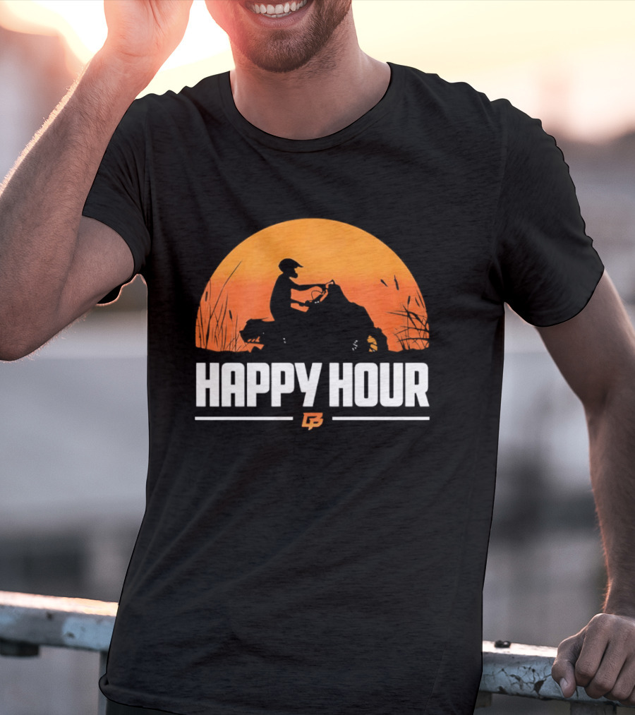 Happy Hour Motorcycle Sunset Silhouette Adventure T-Shirt
