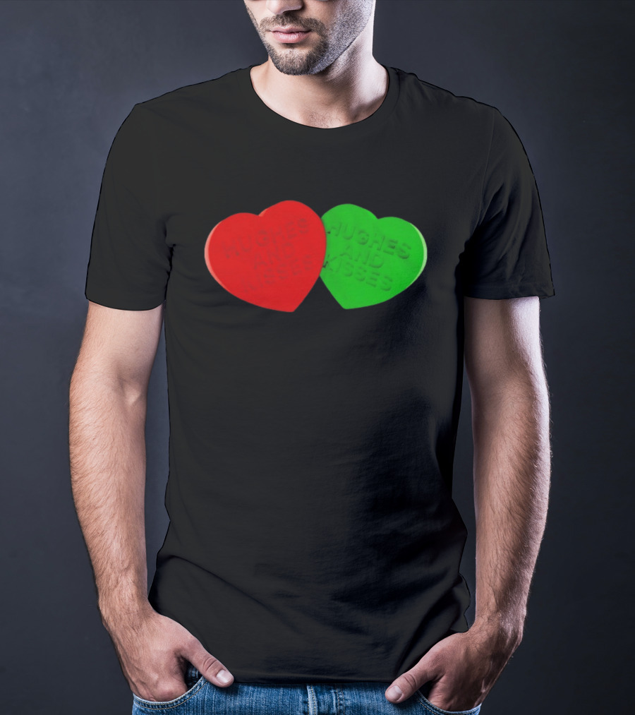 Hughes And Kisses Red Green Heart T-Shirt