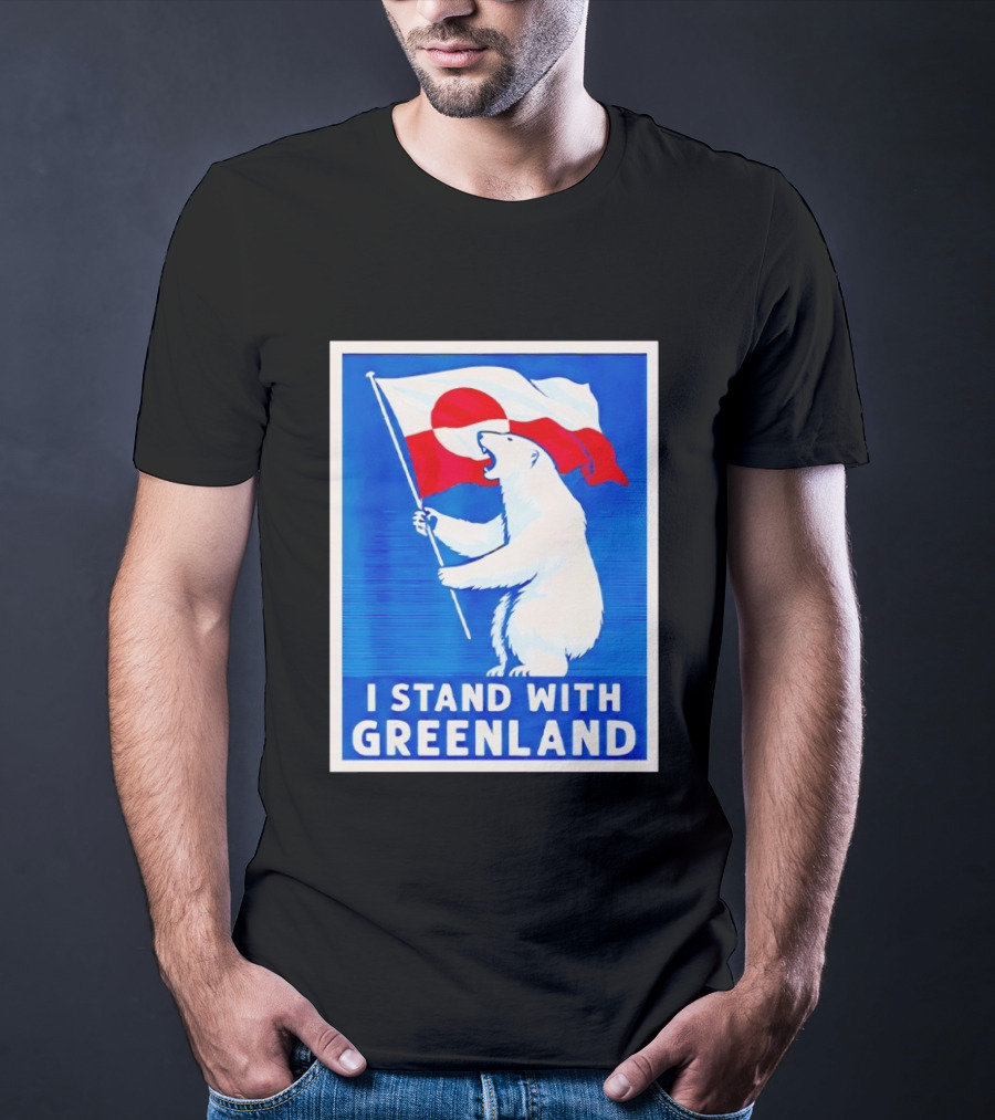 I Stand With Greenland Polar Bear Flag White Bear T-Shirt
