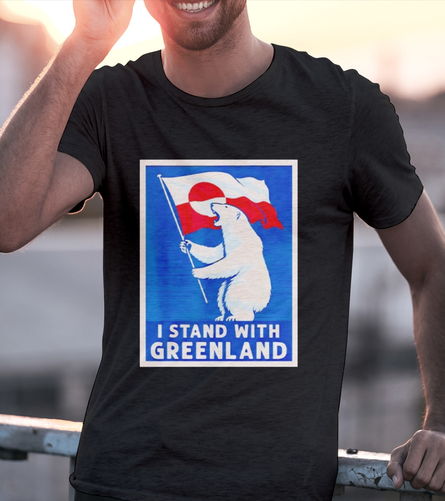 I Stand With Greenland Polar Bear Flag White Bear T-Shirt