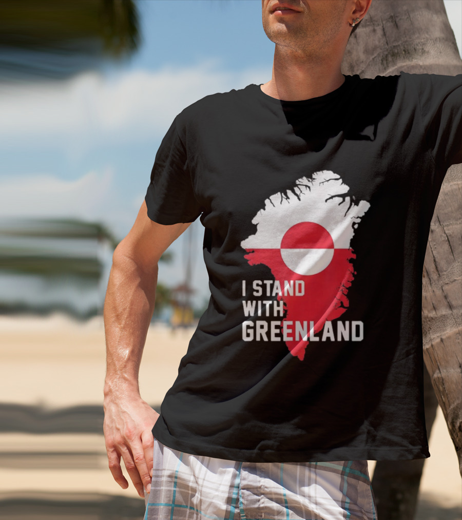 I Stand With Greenland Greenlanders Support Flag Map T-Shirt