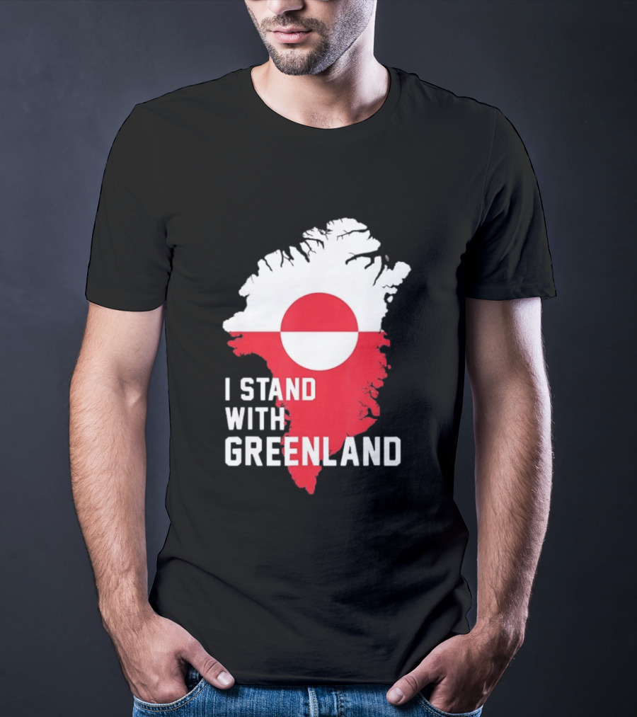 I Stand With Greenland Greenlanders Support Flag Map T-Shirt