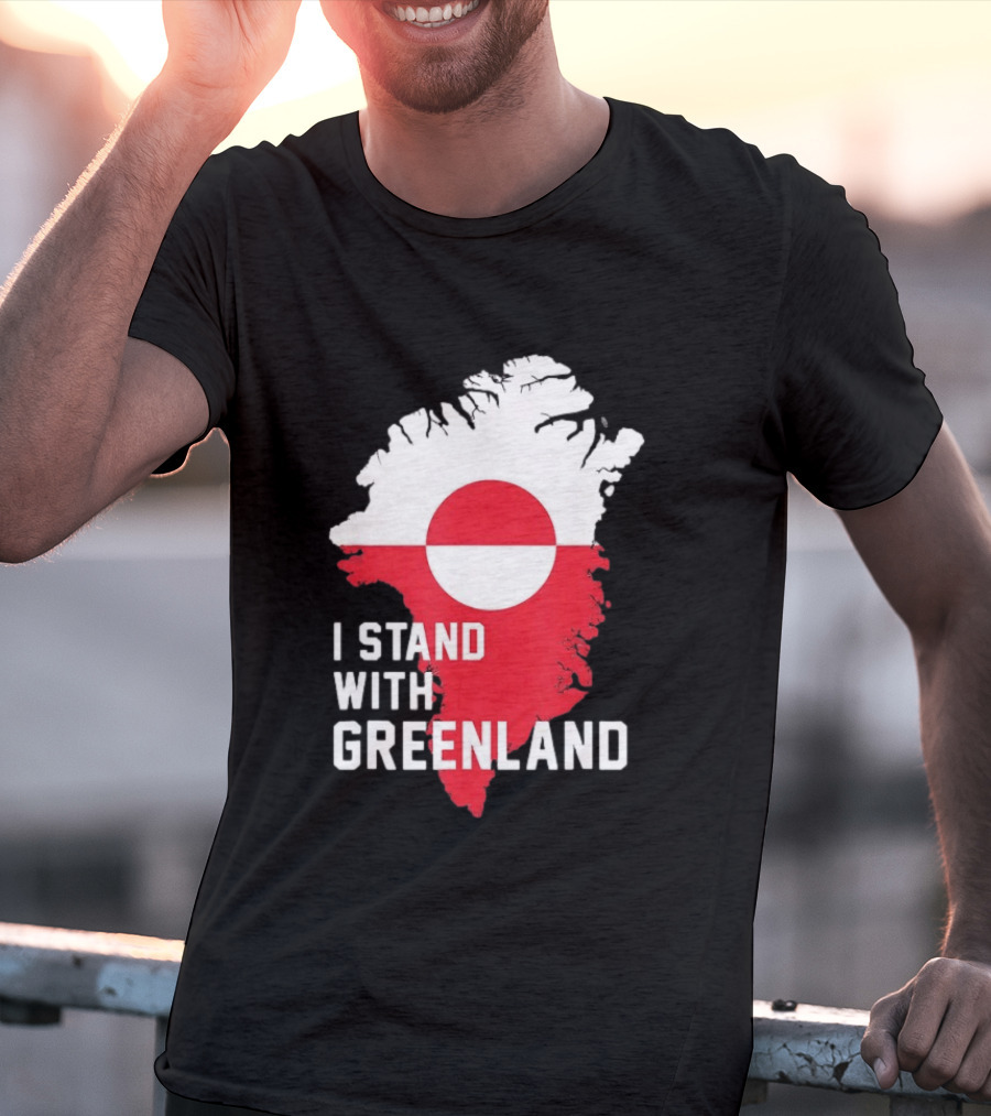I Stand With Greenland Greenlanders Support Flag Map T-Shirt