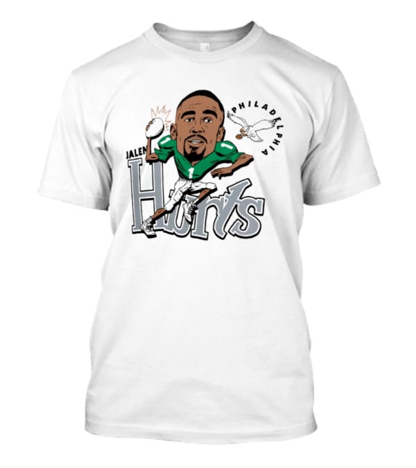 Jalen Hurts Philadelphia Eagles Football Caricature Running Action T-Shirt