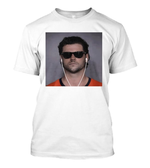 Jarrett Stidham Sunglasses And Earbuds Denver Broncos Orange T-Shirt