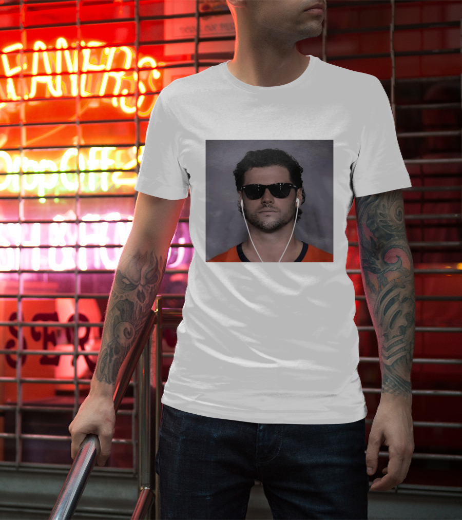 Jarrett Stidham Sunglasses And Earbuds Denver Broncos Orange T-Shirt