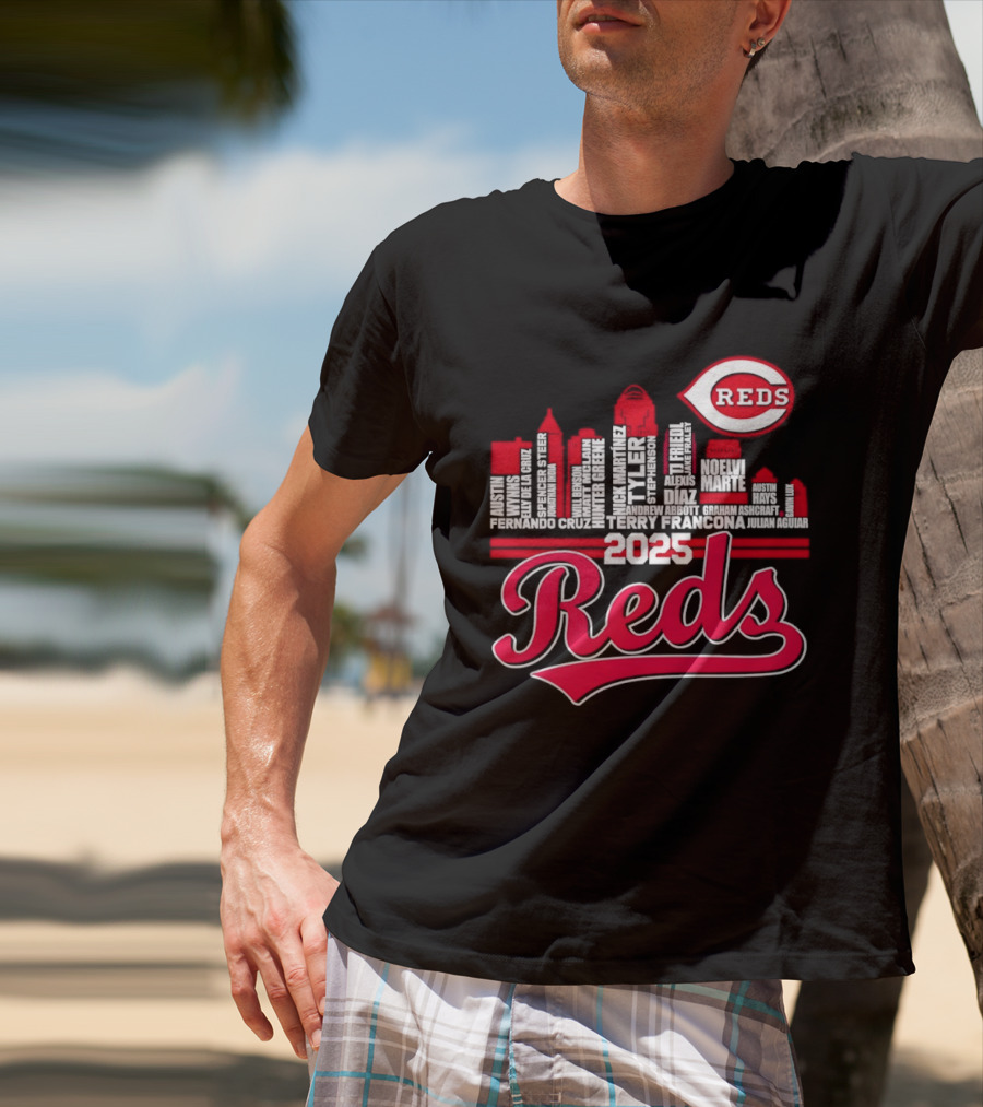 Cincinnati Reds Skyline Players 2025 Reds T-Shirt