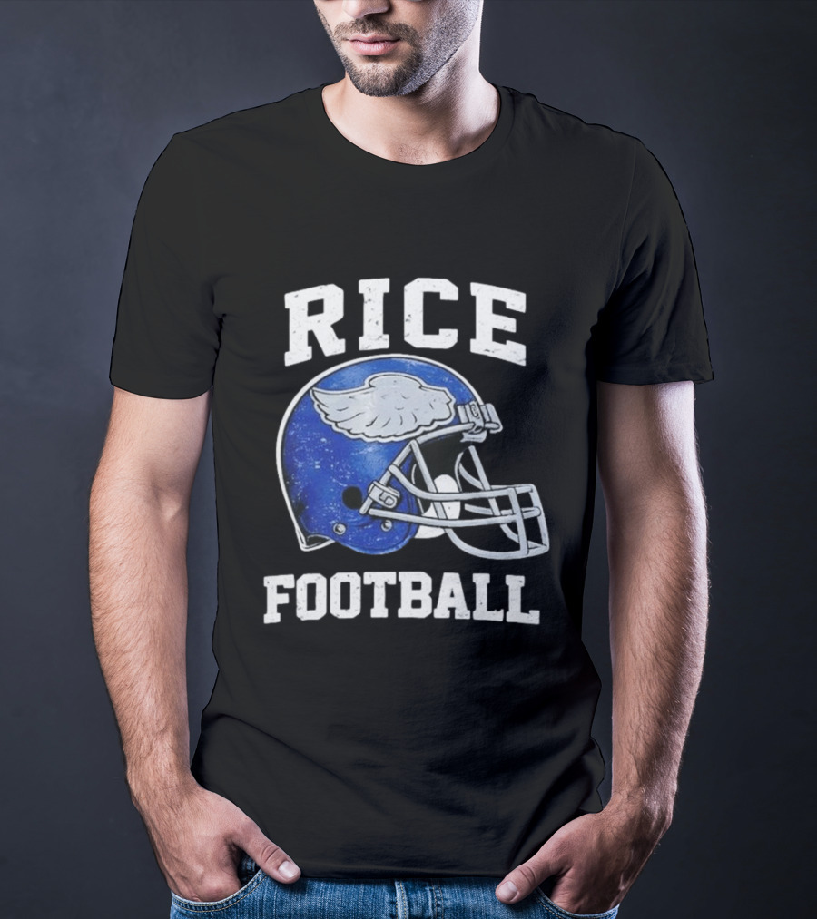 Rice Football Blue Winged Helmet T-Shirt