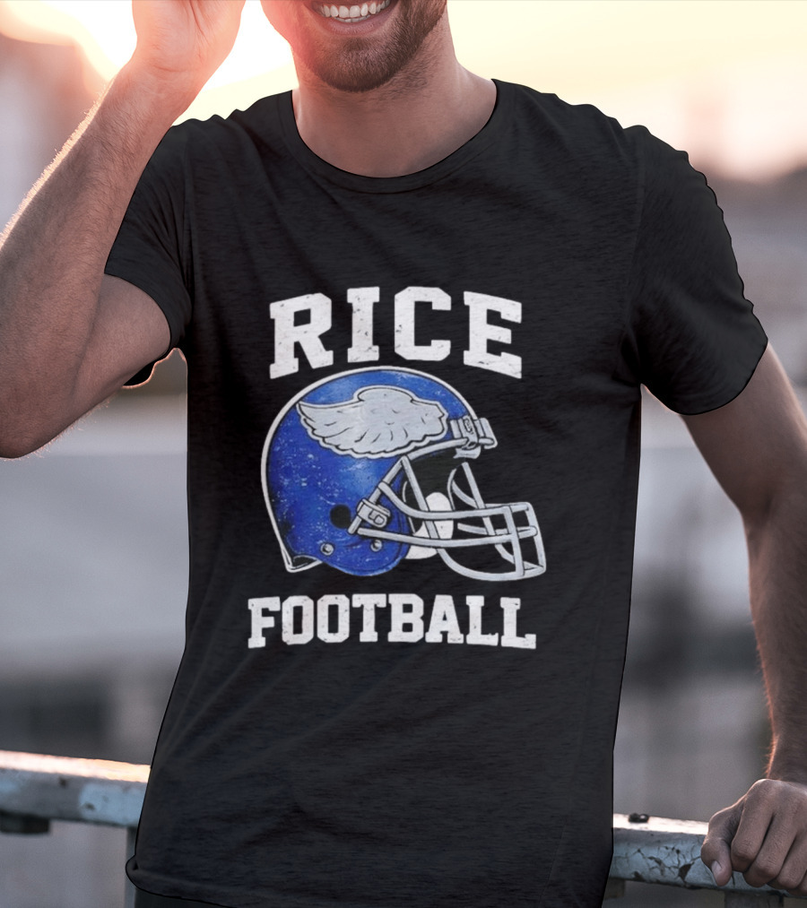 Rice Football Blue Winged Helmet T-Shirt