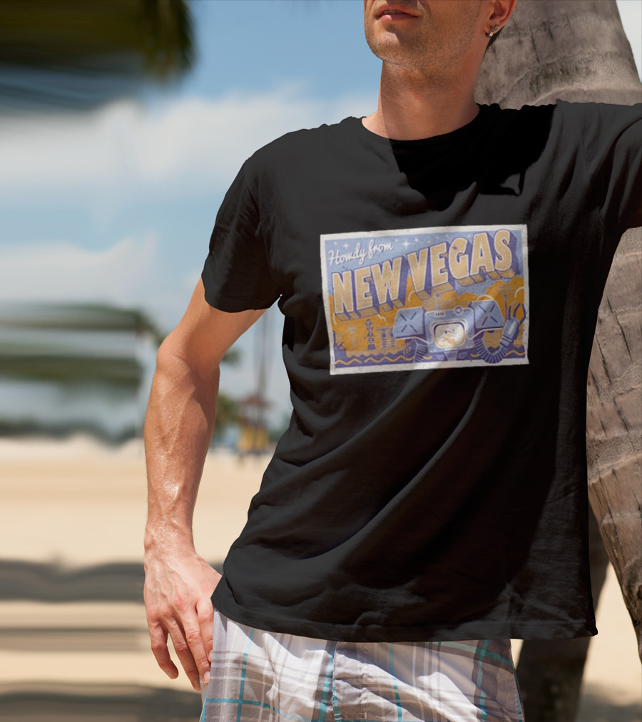 Howdy From New Vegas Fallout Robot Postcard T-Shirt