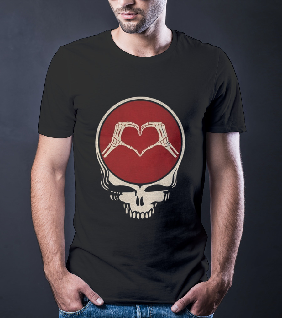 Grateful Dead Skull Skeleton Heart Hands Valentines Jerry Garcia Bob Weir T-Shirt
