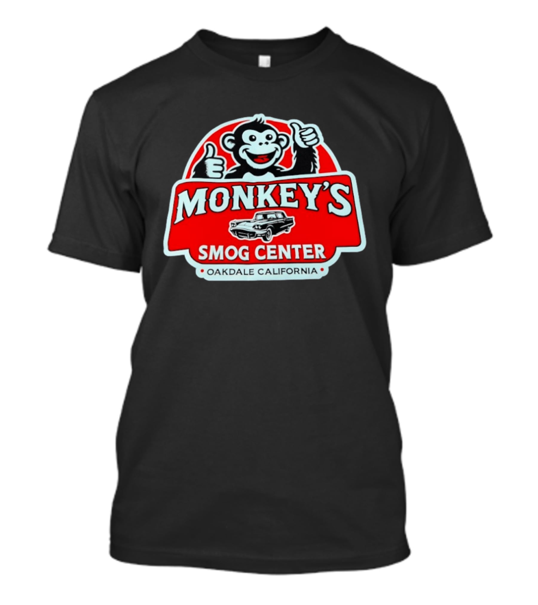 Monkey's Smog Center Oakdale California Thumbs Up Classic Car T-Shirt