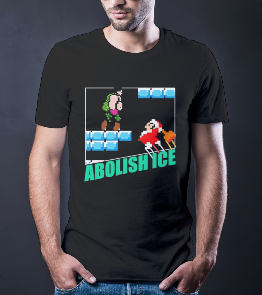 Abolish ICE Super Mario Style Pixel Art USA Retro Gaming T-Shirt