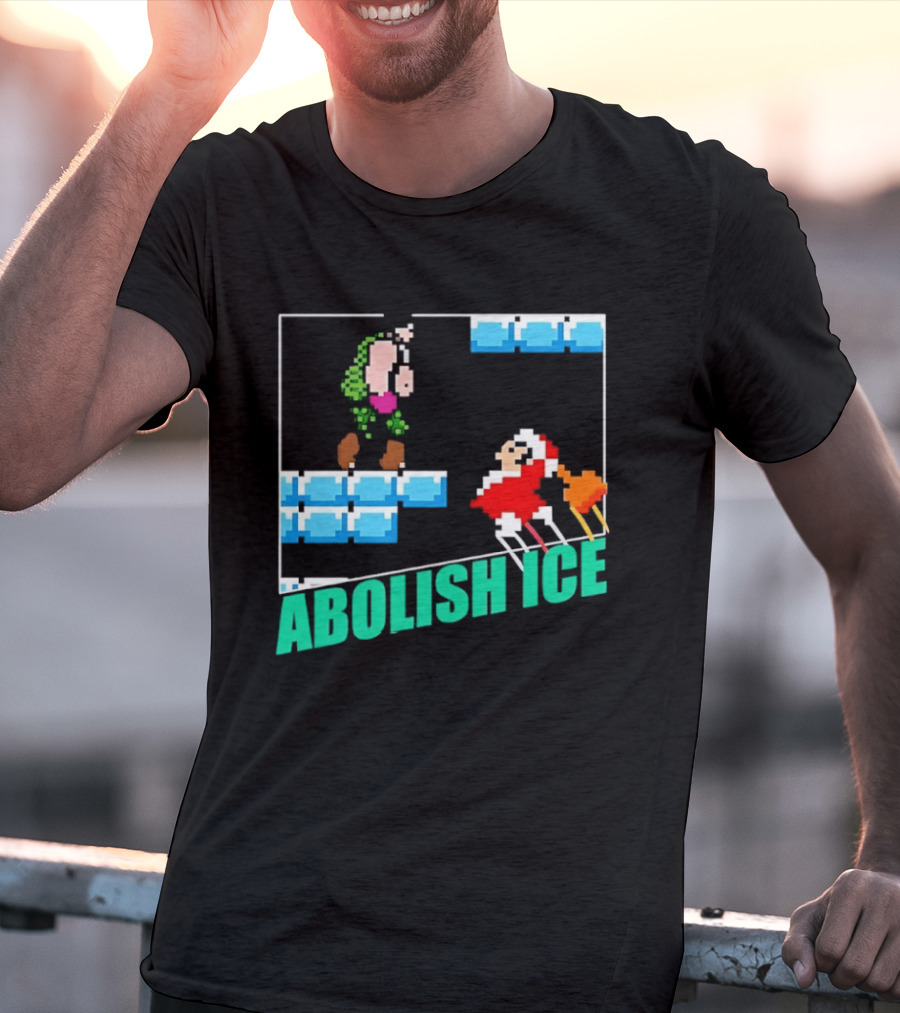 Abolish ICE Super Mario Style Pixel Art USA Retro Gaming T-Shirt