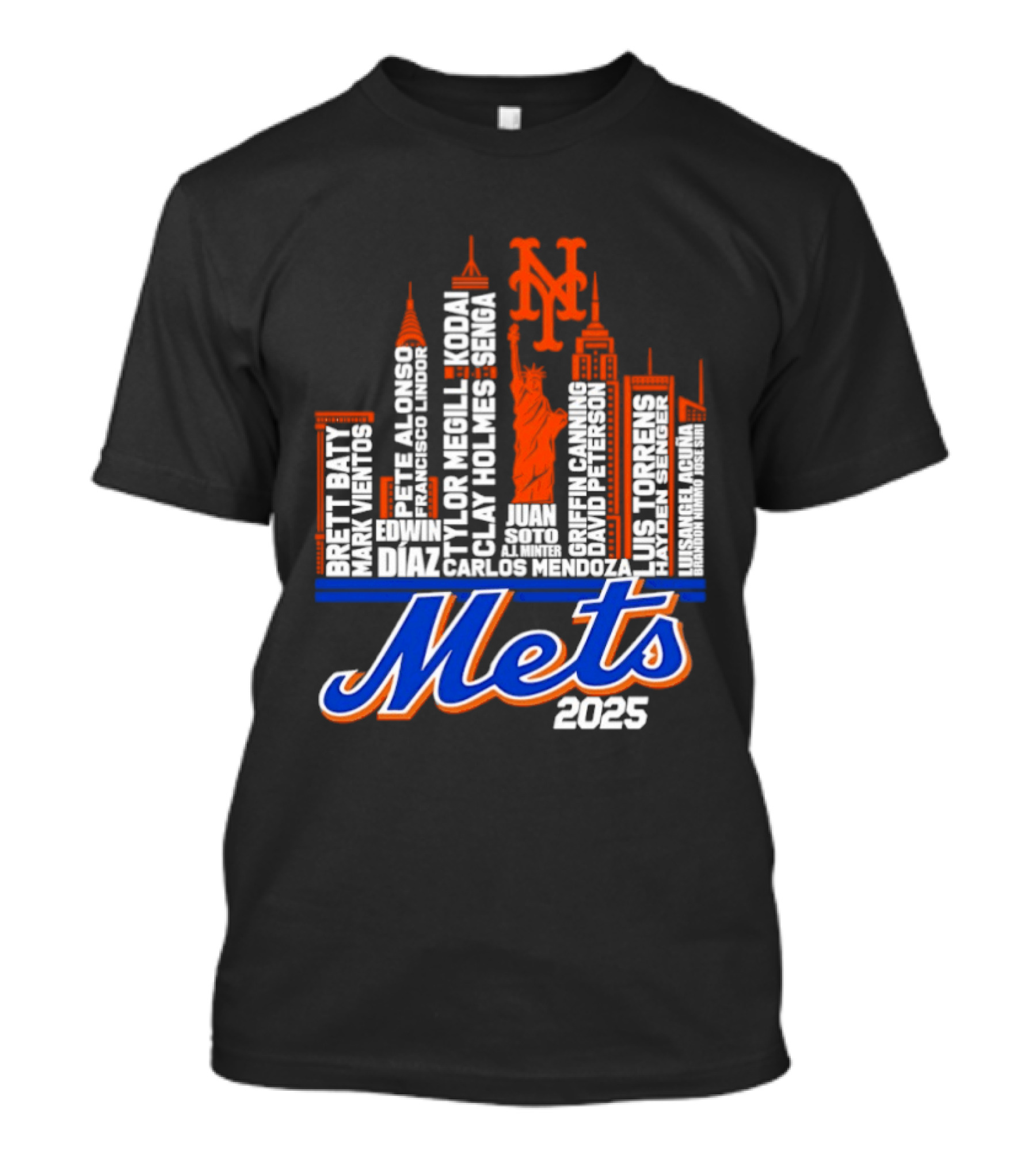 New York Mets Players City Skyline 2025 T-Shirt