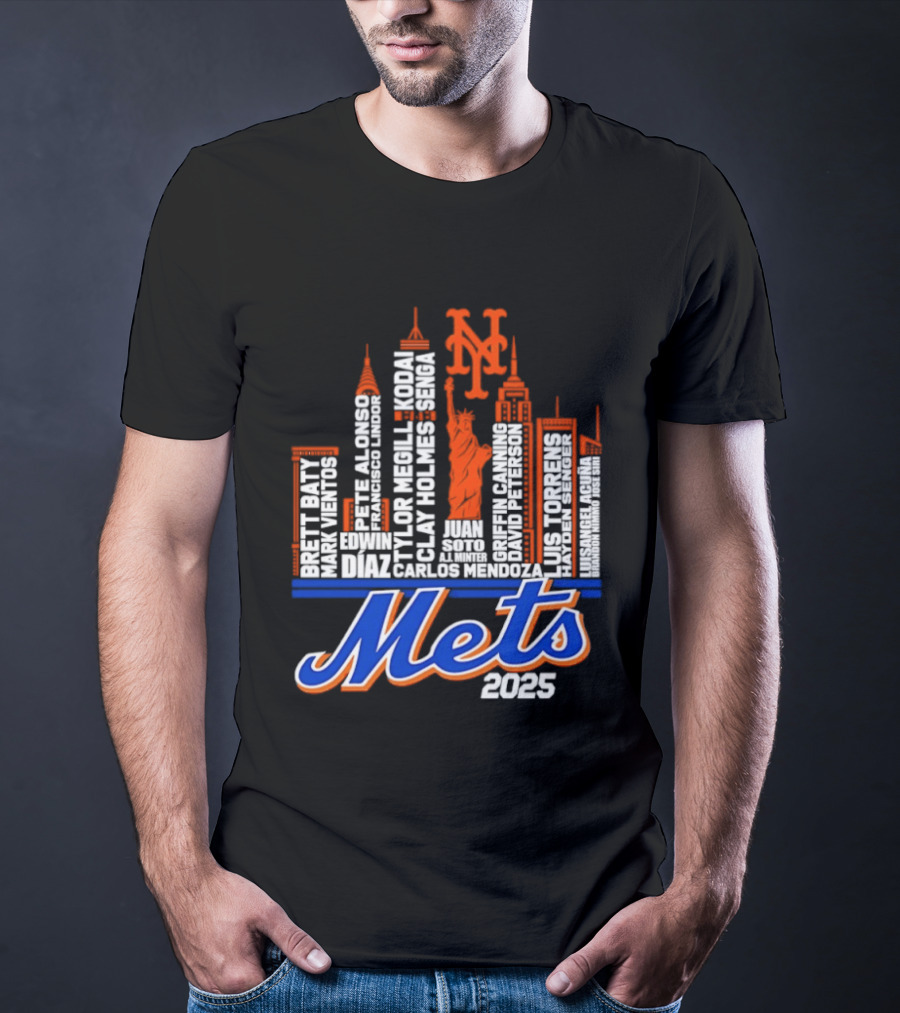 New York Mets Players City Skyline 2025 T-Shirt