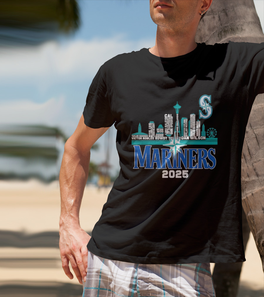 Seattle Mariners 2025 City Skyline Player Names Iconic S T-Shirt