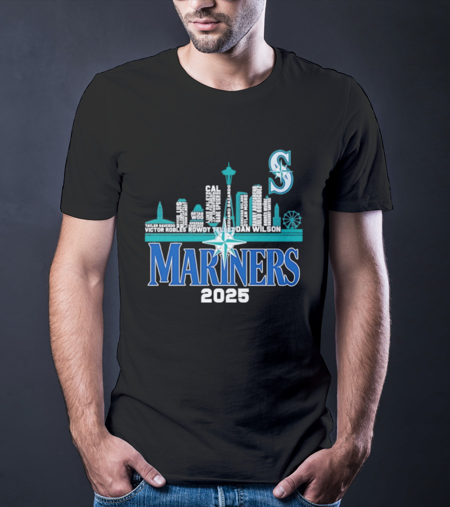 Seattle Mariners 2025 City Skyline Player Names Iconic S T-Shirt