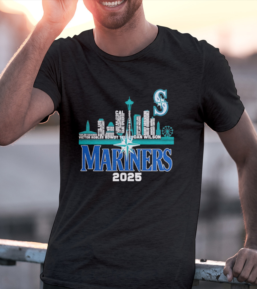 Seattle Mariners 2025 City Skyline Player Names Iconic S T-Shirt