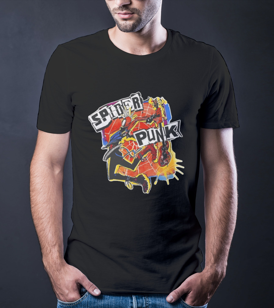 Spider Punk Guitar Hero Rebellion Web Burst T-Shirt