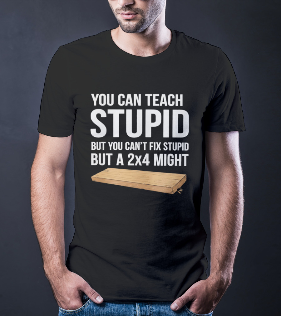 You Can Teach Stupid But You Can't Fix Stupid But A 2x4 Might T-Shirt