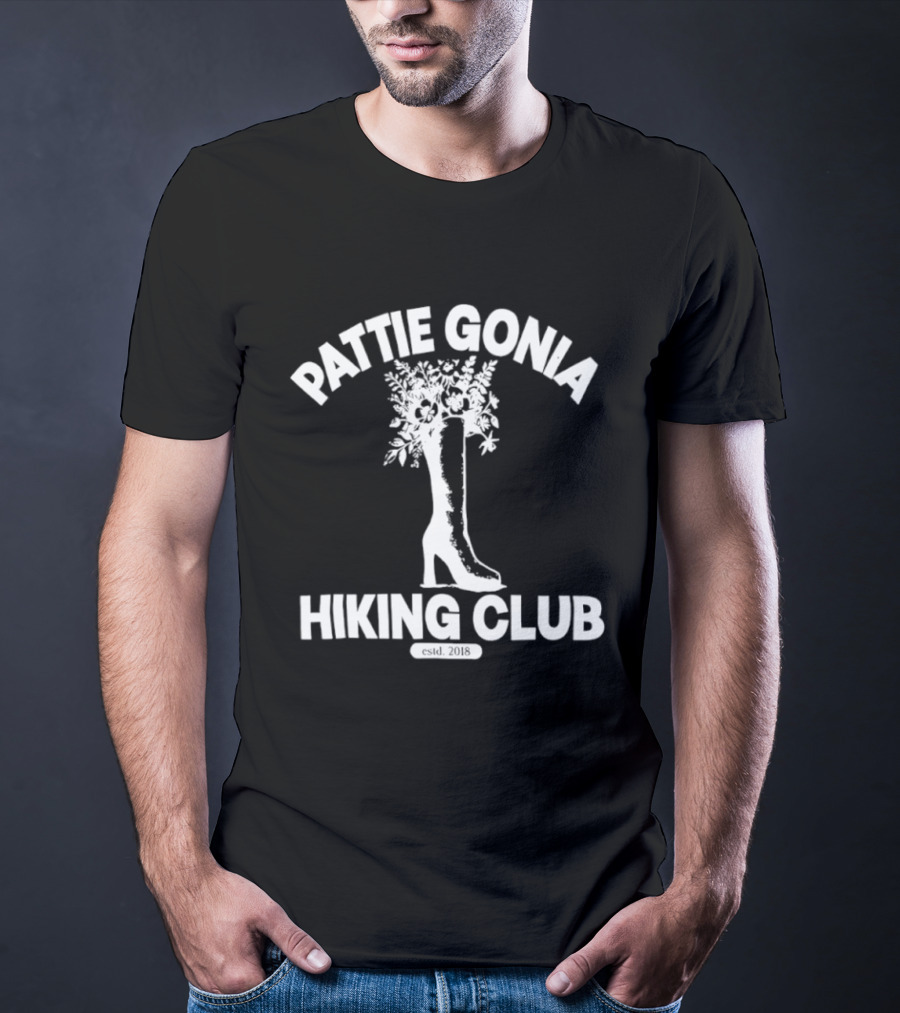 Pattie Gonia Hiking Club Est 2018 Boot And Floral T-Shirt