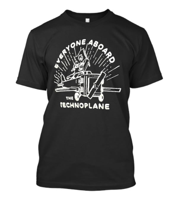 Everyone Aboard The Technoplane Retro Cartoon Pilot Adventure T-Shirt