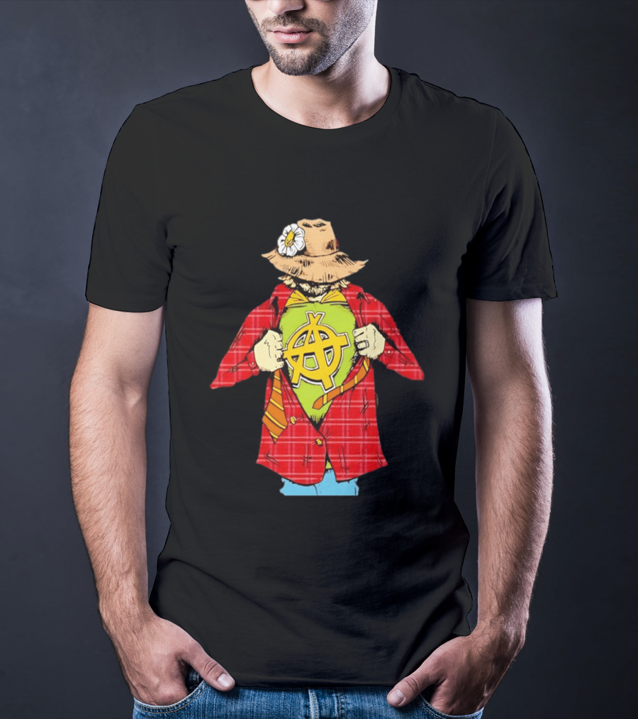 Scarecrow Anarchy Symbol With Plaid Jacket And Straw Hat T-Shirt
