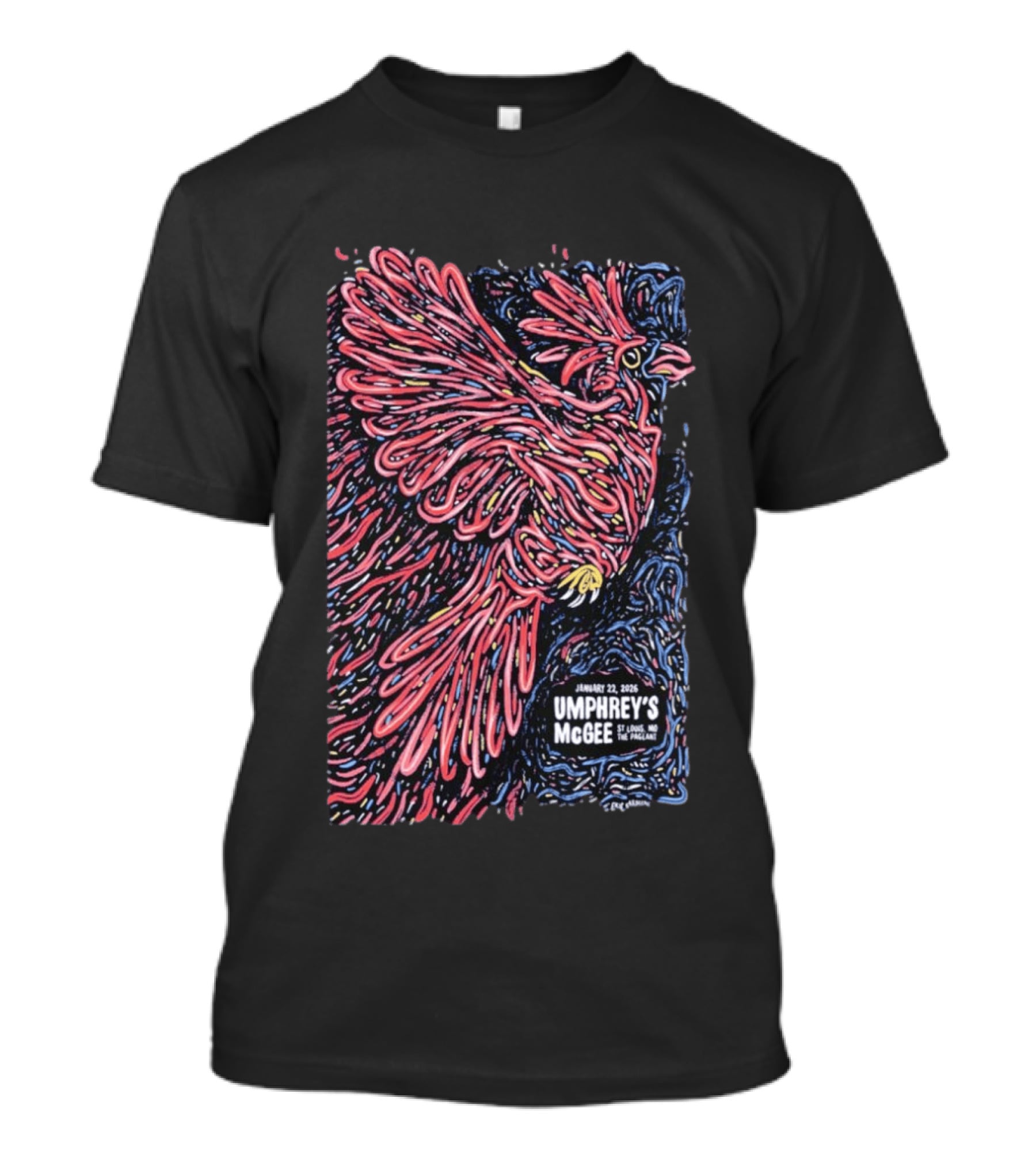 Umphrey's McGee January 22 2026 St. Louis The Pageant Psychedelic Bird T-Shirt