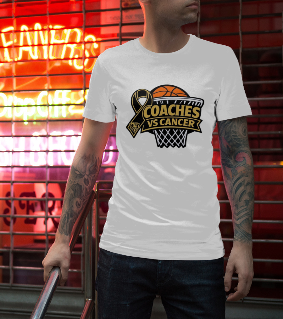 Coaches Vs Cancer Chicago Bears Basketball Ribbon Collaboration T-Shirt