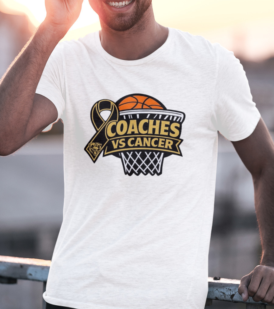 Coaches Vs Cancer Chicago Bears Basketball Ribbon Collaboration T-Shirt