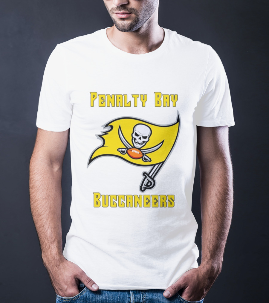 Penalty Bay Buccaneers Yellow Flag Football Skull Swords T-Shirt
