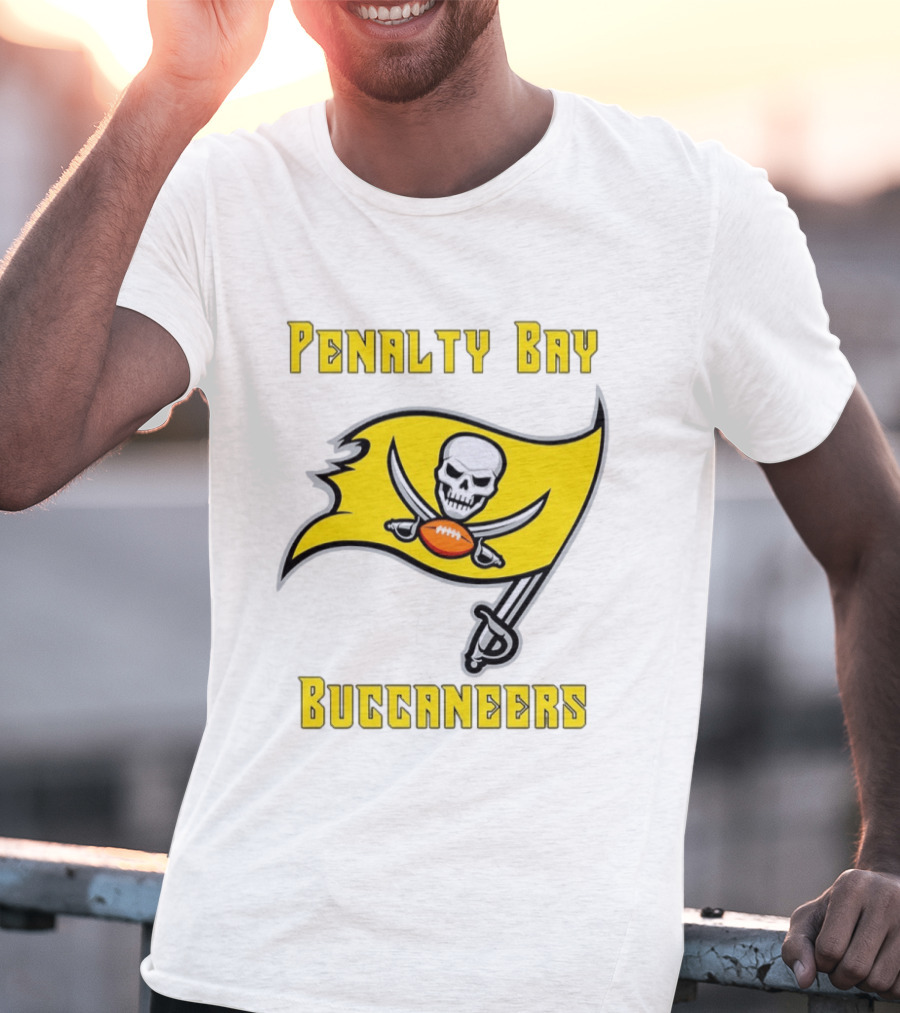 Penalty Bay Buccaneers Yellow Flag Football Skull Swords T-Shirt
