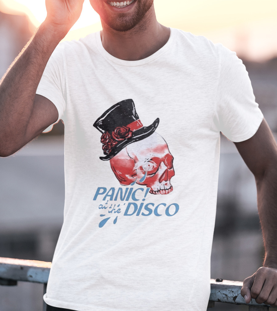 Panic At The Disco Skull Top Hat Roses T-Shirt