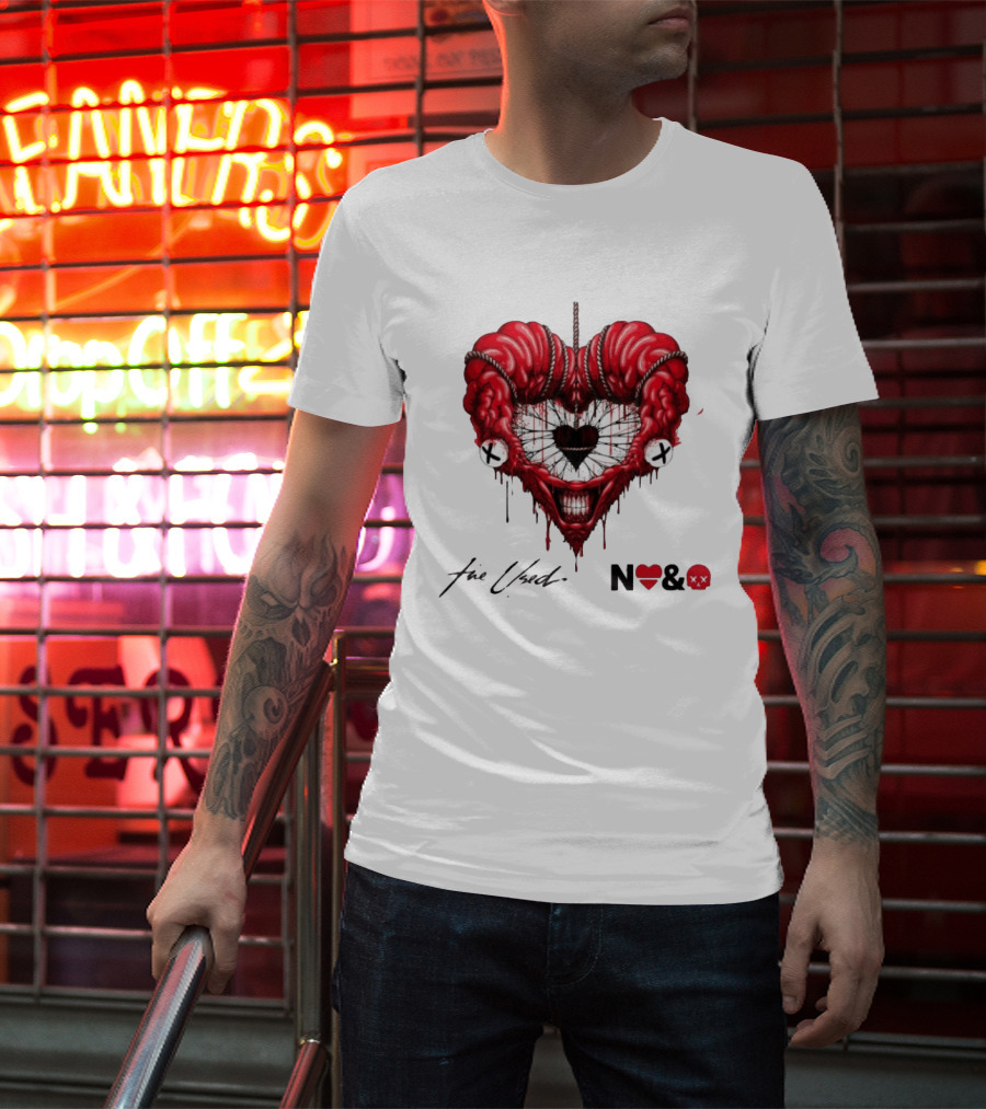 The Used In Love And Death Reimagined Heart Skull Dripping Inkprint T-Shirt