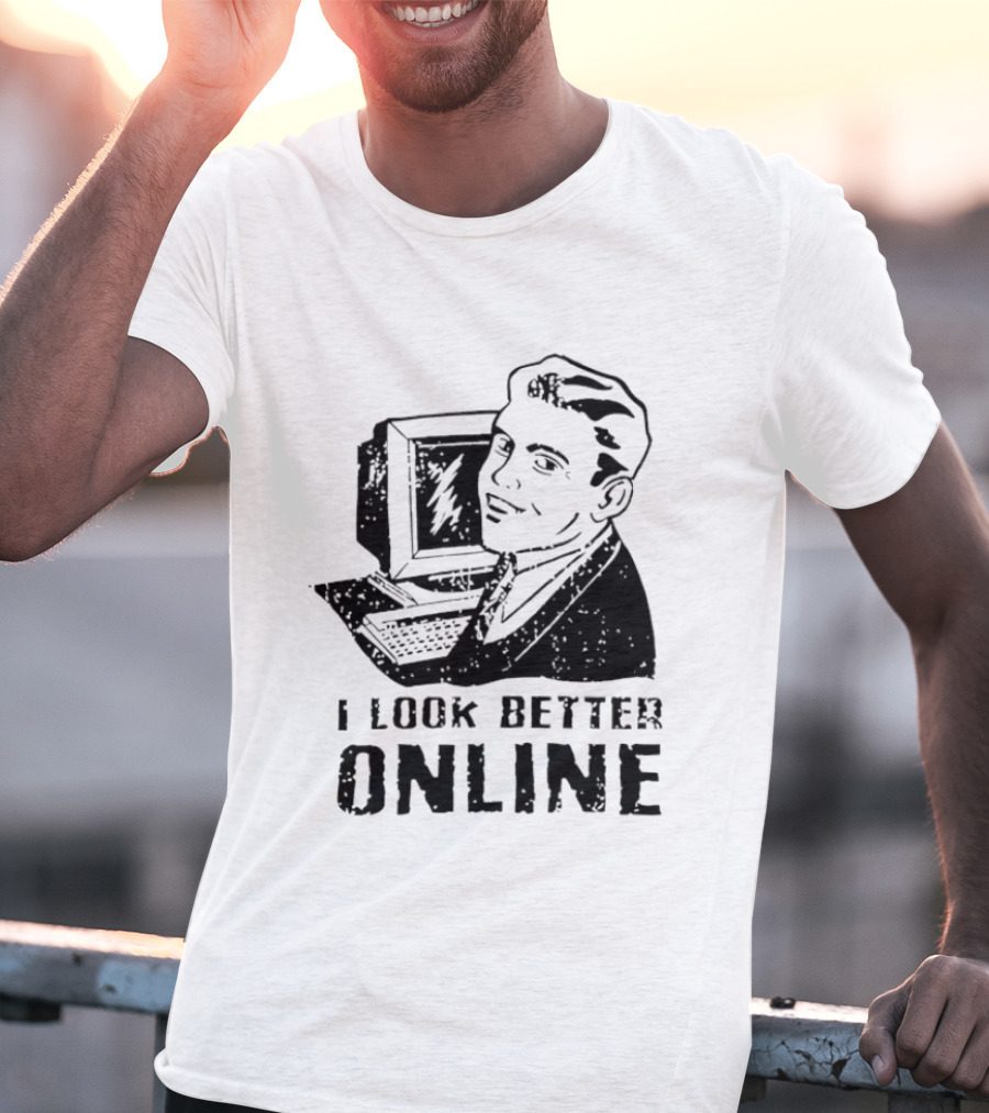 I Look Better Online Vintage Computer Man Retro Humor T-Shirt