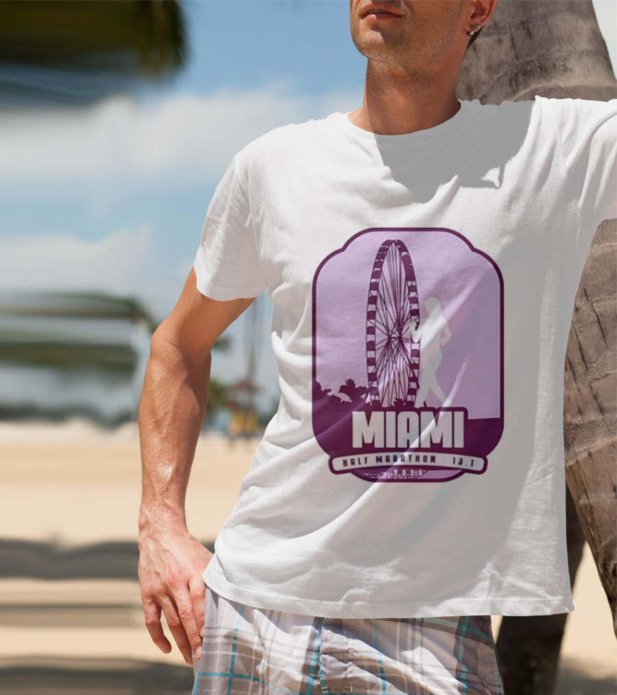 MIAMI Half Marathon 13.1 February 2 2025 Ferris Wheel T-Shirt